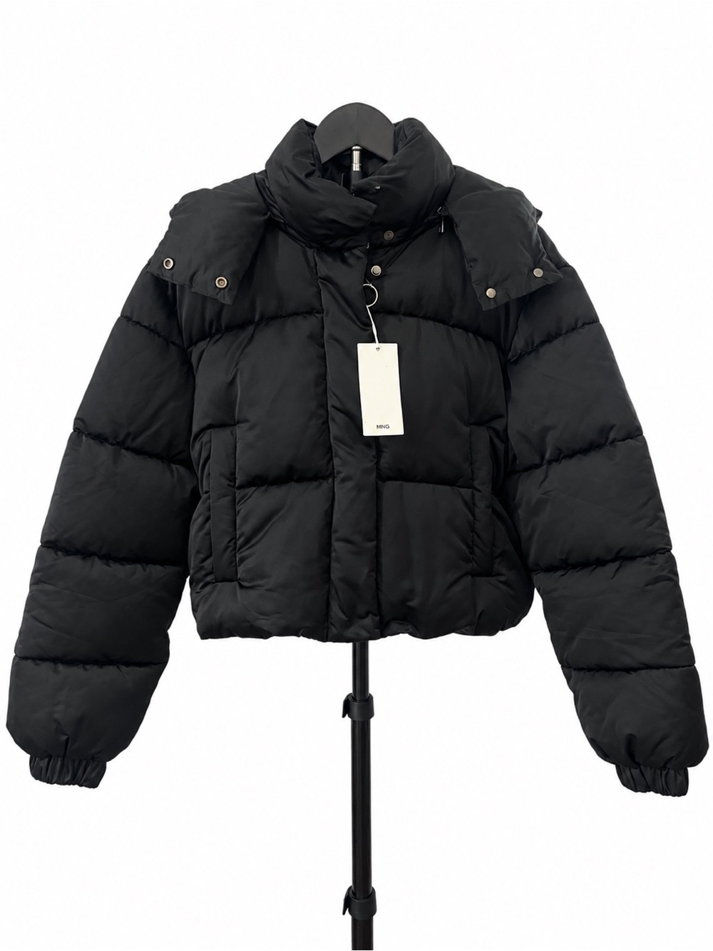 NWT MANGO Black Quilted Puffer Jacket Size XS